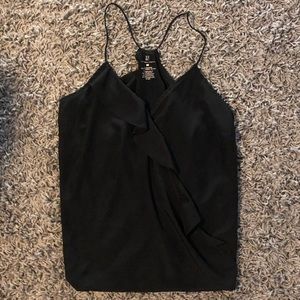 black ruffle tank